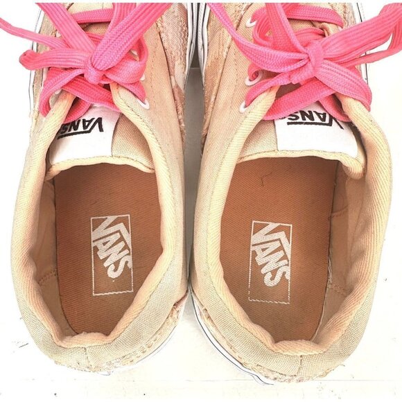 VANS Off The Wall Shoes US Missy Pink Checkerboard Patchwork Lace Up Size 4 - Picture 8 of 11